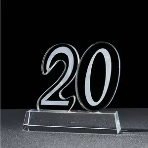 Hoge Kwaliteit Clear Acryl Digitale Alfabet Crystal Trofee Medaille Werknemer Award Concurrentie Anniversary Souvenir Award