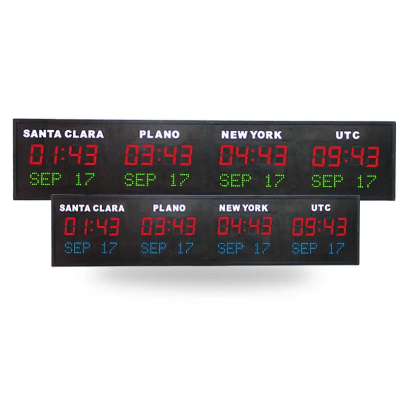 CHEETIE – horloge numérique LED CP035, affichage de l'heure mondiale, 3 fuseaux horaires, plusieurs fuseaux horaires avec affichage de la Date