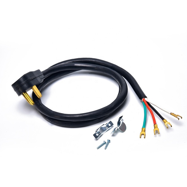 10AWG ETL Approved 4-Foot SJTW Stripped 30-Amp 4-Wire SRDT Copper Conductor PVC Jacket NEMA 14-30P 125V Black Home Power Cord