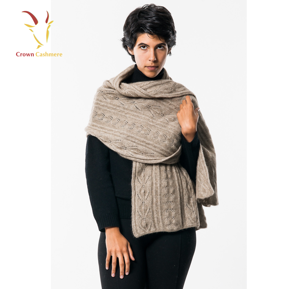 100% Pure Cashmere Cable Knitted Shawl Pashminaスカーフ