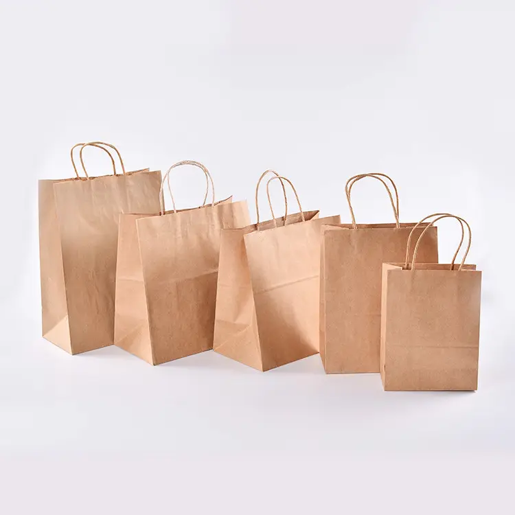 Anpassbare Recycling Flache Boden Einkaufen Waren Hand Papier Handwerk Taschen Nehmen Weg