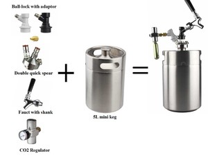 Thép Không Gỉ 304 Nhà Mini Bia Growler Keg 128Oz Thủ Công Keg Thùng Cho Homebrew Và Thủ Công Bia Mini Bia Keg 5L - Product Image 4