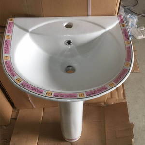 Lavabo <span class=keywords><strong>de</strong></span> Pedestal <span class=keywords><strong>de</strong></span> Cerámica Rosa para Baño, Lavabo Decorativo con Diseño <span class=keywords><strong>de</strong></span> <span class=keywords><strong>Roca</strong></span> - Product Image 5