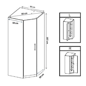 Muebles de Dormitorio Modernos de Madera, <span class=keywords><strong>Armario</strong></span> de Esquina con Espejo <span class=keywords><strong>Blanco</strong></span> o <span class=keywords><strong>Roble</strong></span> - Product Image 2