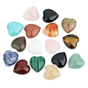 Popular gifts for sweet girls multiple colors polished chakra carved natural gemstone heart shape crystal