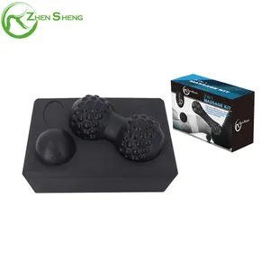 Zhensheng conjunto de massagem de espuma, conjunto de blocos de yoga, bola de pêlo, 3 em 1, kit de massagem