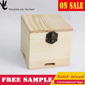 Regalo de bodas caja de almacenamiento de madera de pino sin terminar anillo jewely caja de presentación del embalaje - Product Image 1