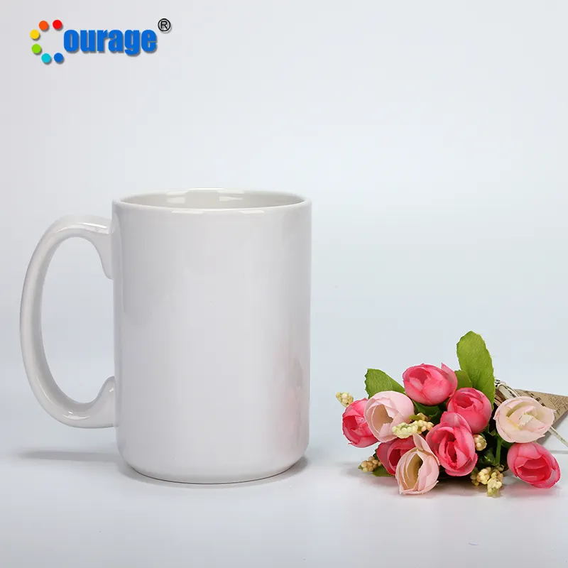 Tasses à café en céramique blanche simple, Sublimation, de haute qualité, livraison gratuite, 15oz