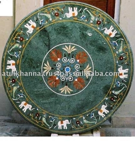 โต๊ะรับประทานอาหารฝังหินอ่อนโบราณสไตล์ยอดนิยมโต๊ะออกแบบฝังหินอ่อนขัดเงาทำด้วยมือ - Product Image 1