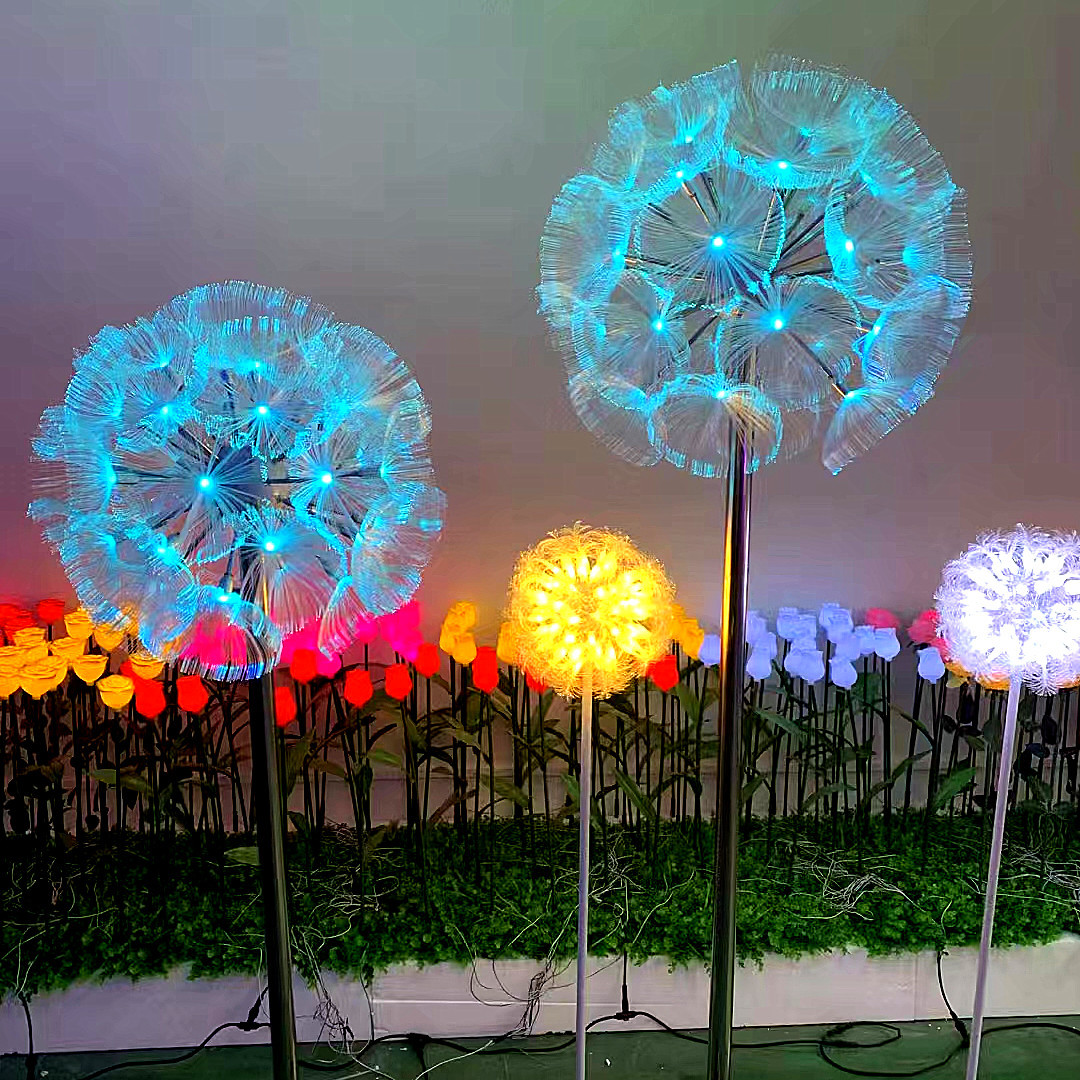 Dia60cm CE RoHs RGB LED волоконно-оптический Одуванчик праздничный свет для рождественских Праздничных Украшений открытый сад, парк в любом размере