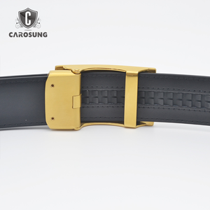 शानदार कस्टम लोगो 35 मिमी गोल्डन स्टेनलेस स्टील स्वचालित खाली बकल रैचट बेल्ट पुरुषों के लिए - Product Image 6