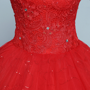 Vestido de Novia Rojo con Apliques y Cuentas en el Cuello Alto <span class=keywords><strong>para</strong></span> Mujer, <span class=keywords><strong>Vestidos</strong></span> <span class=keywords><strong>Largos</strong></span> de Quinceañera - Product Image 4