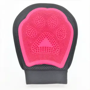 Double Use Pet Cat Animal Puppy Poodle Dog Bathing Grooming Cleaning Glove With Reversible Lint Brush