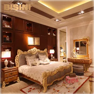 Furnitur Mewah Bisini, Set Perabot Kamar Tidur/Furnitur Mewah Klasik Italia/Furnitur Prancis Rococo Istana Kamar Tidur