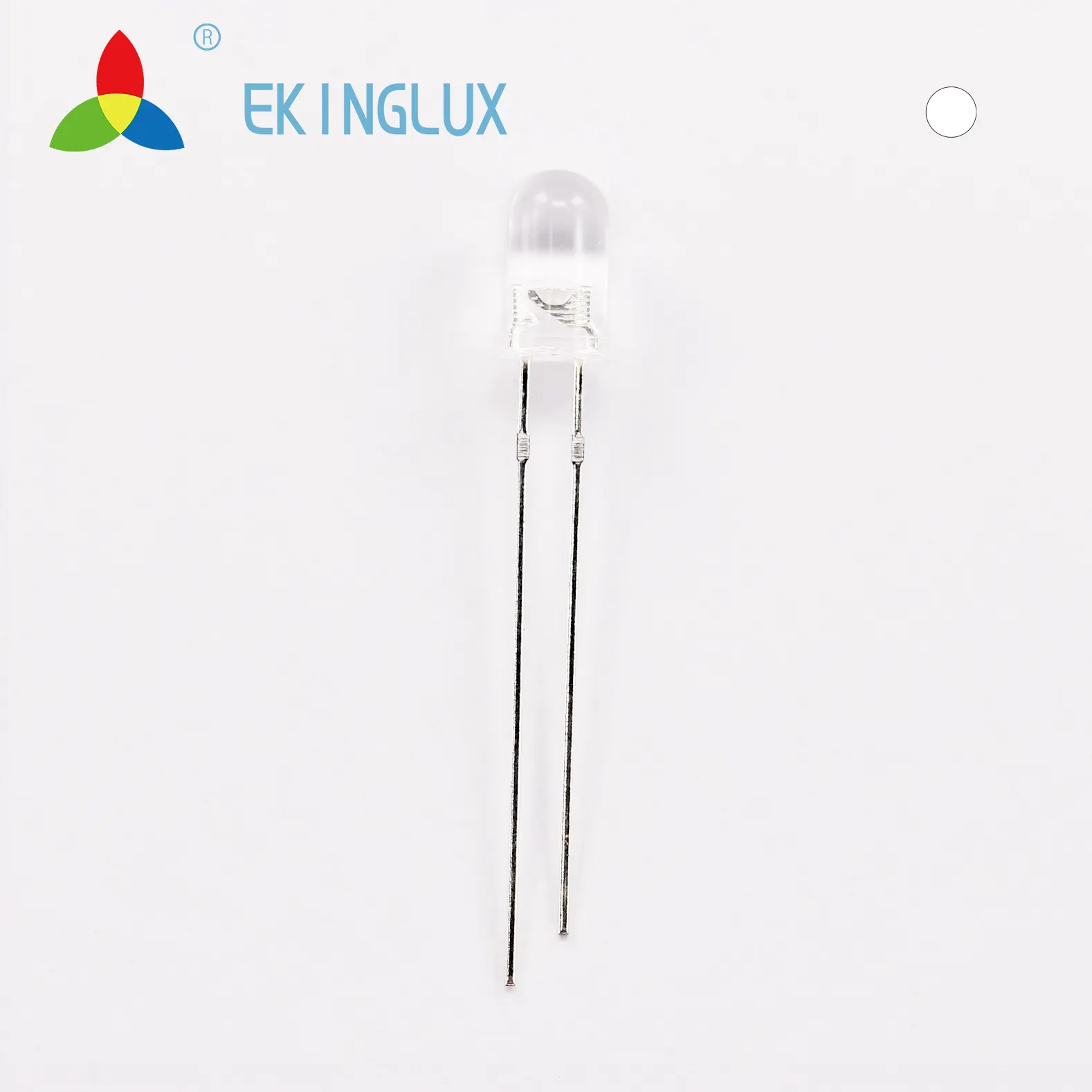 Ekinglux Bán Hàng Nóng 5Mm Siêu Sáng Ngắn Dài Chân Đèn Led 5Mm Tròn Led Với 45 Độ Góc Nhìn 5Mm Trắng Led Ánh Sáng