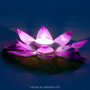 Mor çin isteyen yüzen ipek Lotus çiçeği su fenerler Tealight ile - Product Image 6