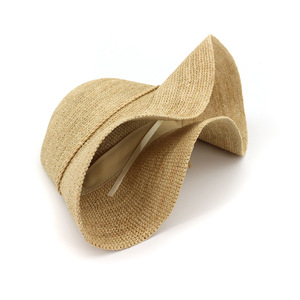 Mùa hè bên bờ biển bãi biển sun visor <span class=keywords><strong>hat</strong></span> nữ gấp 100% Nhập Khẩu Cọ Sợi Rơm Mũ - Product Image 3