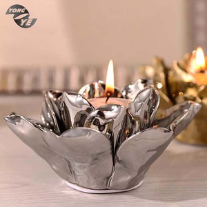 Di festa della decorazione della casa bella forma di fiore di loto fatti a mano in <span class=keywords><strong>ceramica</strong></span> supporto di candela - Product Image 4