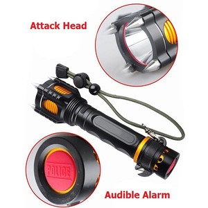 Autodefensa 2 interruptor 5 modos alto Lumen alarma Audible táctica T6 LED linterna antorcha con cabeza ataque - Product Image 2