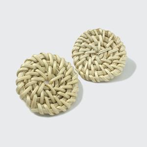 HANSIDON Bohemian Wood Straw Rattan Trendy Women's Elegant Circular <strong>Handmade</strong> Weaving Stud <strong>Earrings</strong> New Hot Sale Jewelry for - Product Image 1