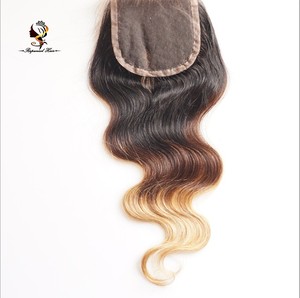 Dropship # 1B 4 27สีปิดด้านหน้าลูกไม้สวิสสามโทนสีออมเบรผมคนราคาถูก - Product Image 2