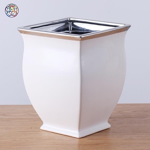 Blanco y plata estilo barato moda <span class=keywords><strong>maceta</strong></span> de cerámica ollas de <span class=keywords><strong>barro</strong></span> con <span class=keywords><strong>precio</strong></span> bajo - Product Image 1