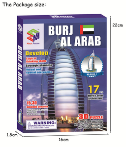 Bán Hàng nóng Đồ Chơi Ma Thuật Câu Đố Dubai Burj Al Arab Khách Sạn Xây Dựng Mô Hình Đồ Chơi Kiến Trúc <span class=keywords><strong>3D</strong></span> Không Gian mô hình <span class=keywords><strong>3D</strong></span> Câu Đố Cho trẻ em TỰ LÀM - Product Image 3
