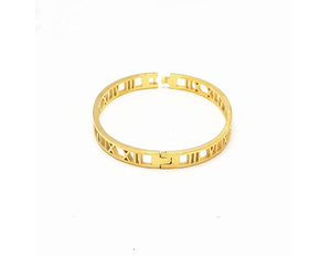 Fascino Dei Monili Dell'acciaio Inossidabile di 18k Placcato Oro di Titanio In Numeri Romani Braccialetto Del Braccialetto per Le Donne - Product Image 4