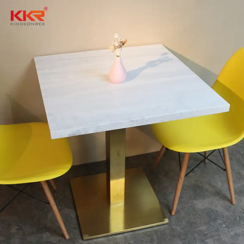Kingkonree fábrica superficie sólida mesas y sillas para la cafetería de los precios de los