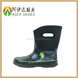 Noir impression <span class=keywords><strong>de</strong></span> <span class=keywords><strong>dessin</strong></span> animé étanche pour enfants caoutchouc bottes <span class=keywords><strong>de</strong></span> <span class=keywords><strong>pluie</strong></span> - Product Image 2