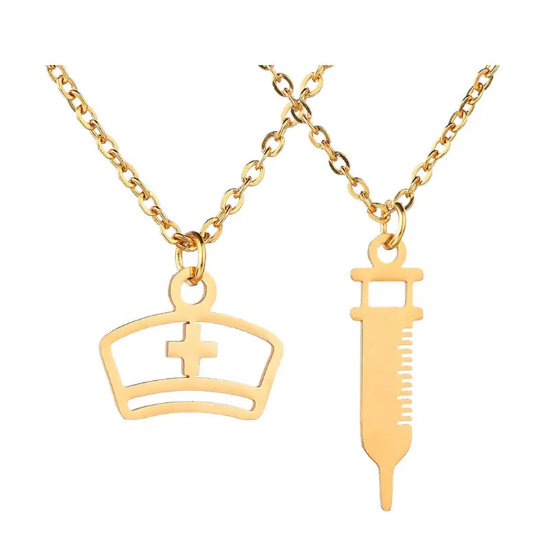 Полированное простое ожерелье Hign с выгравированным шприцем для медсестер, шляп, ножниц, медсестер, изготовление на заказ