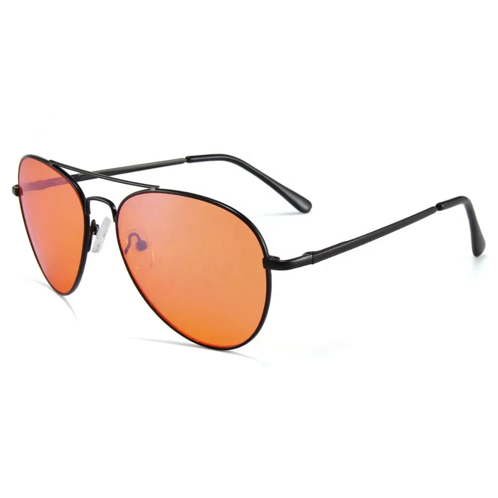 Klassieke Stijl Zwart Frame Oranje Lens Blok Blauw Licht Zonnebril