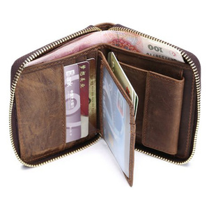 Wb1677 <strong>Mens</strong> Genuine Leather Coin <strong>Wallet</strong> <strong>Zip</strong> Around <strong>Wallets</strong> with Credit Card - Product Image 1