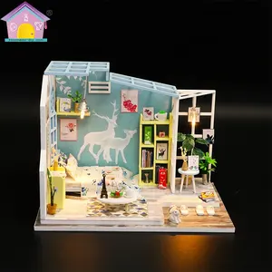 Mini maison de poupée en bois DIY, cadre photo amusant pour enfants, vente en gros,