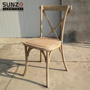 SUNZO – chaise de salle à manger en bois de chêne à dossier croisé X chaise à dossier