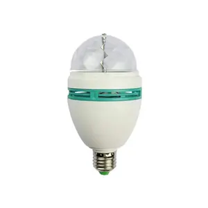 Nhựa E27 Cơ Sở Mini Xoay LED Strobe Bulb Ánh Sáng RGB Pha Lê Magical Ball Light