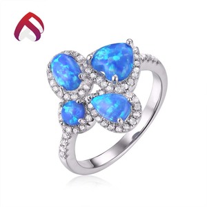 925 plata esterlina <span class=keywords><strong>diamante</strong></span> oval gran ópalo anillos con CZ - Product Image 4