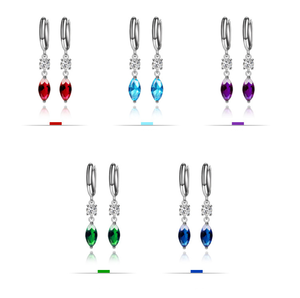 OEM & ODM Usine de bijoux Boucles d'oreilles de mariage à la mode en argent sterling marquise <span class=keywords><strong>bleu</strong></span> <span class=keywords><strong>saphir</strong></span> larme zircone cubique - Product Image 2