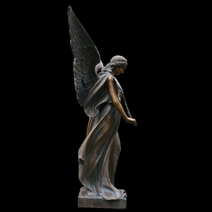 Antiguo al aire libre o cementerio decorativo esculturas de Ángel guardián tamaño real estatua de Ángel alado de bronce - Product Image 2