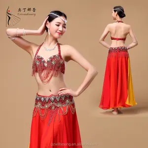 Kostum Tari Perut Oriental Baju Dansa Perut untuk Wanita Bra & Ikat Pinggang & Rok