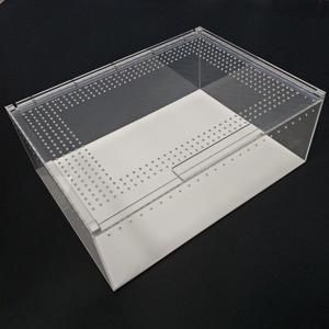 Tente de terrarium en acrylique pour animaux domestiques, 1 ensemble, cage d'écran pour <span class=keywords><strong>reptile</strong></span>, tortue, hamster, grand couvercle coulissant respirant, boîte transparente pour animaux de compagnie