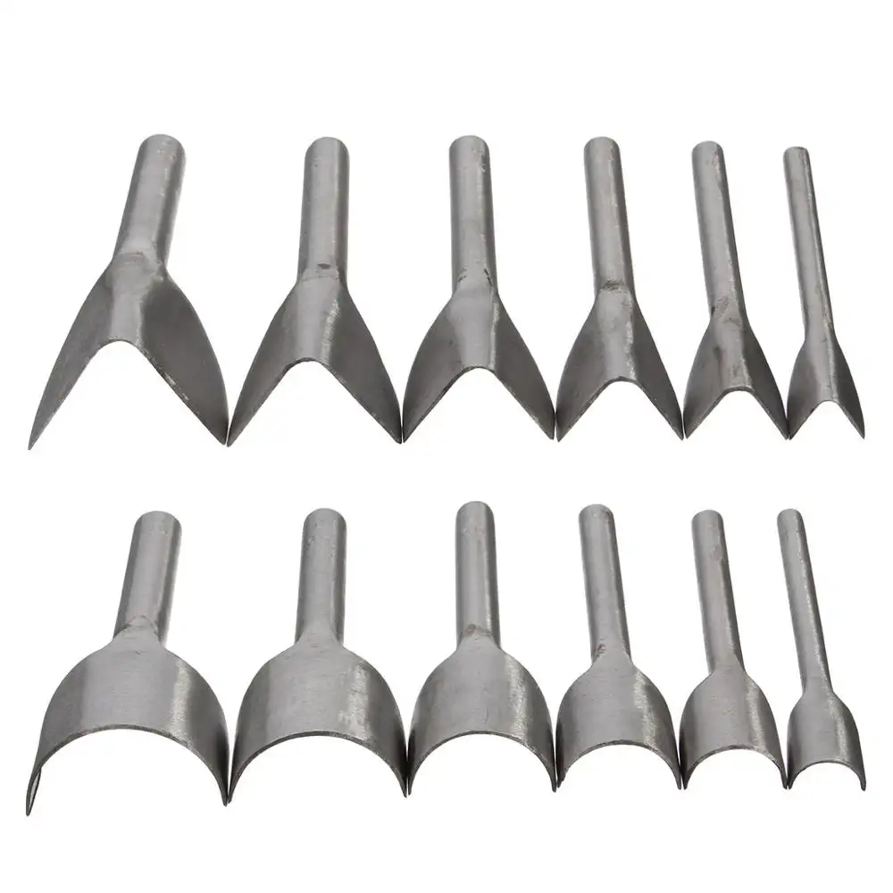 6 Cái/bộ 15 Mm-40 Mm Da Công Cụ Thủ Công Nửa Vòng V Shaped Cutter Punch Da Handmade Công Cụ Thủ Công đấm Tay Công Cụ