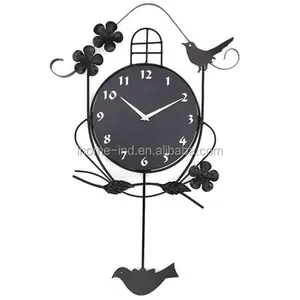 पेंडुलम के साथ लौह शिल्प दीवार घड़ी सजावट पक्षी डिजाइन घड़ी दीवार