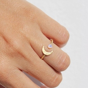 Resizable Moonstone <strong>Rings</strong> for Ladies Rainbow Opal <strong>Ring</strong> Female Stackable <strong>Thin</strong> <strong>Ring</strong> Wedding Bands - Product Image 2