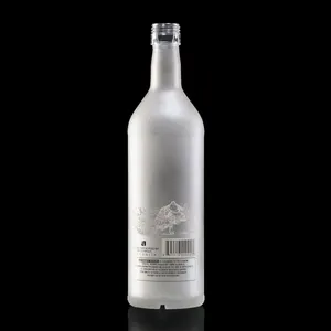 RUSSIA BRAND 750ML WHITE VODKA FROSTED GLASS BOTTLE WITH BLACK DECAL LABEL