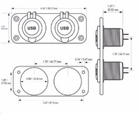 Montage sur panneau double 12v 3.1A USB Socket Panel Marine boat