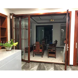 China supplier aluminium ykk folding door powder coated size customized aluminum alloy door and window water exterior door