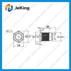 Interrupteur à bouton en métal 16mm tête haute verrouillage automatique étanche 2 broches fixation à vis petit interrupteur à verrouillage automatique en métal - Product Image 5