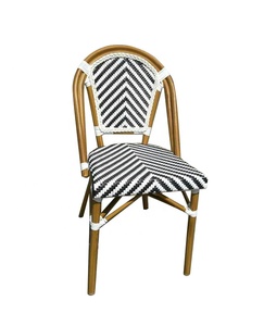 Color de bambú diseñador francés apilable de mimbre al aire libre <span class=keywords><strong>silla</strong></span> en negro <span class=keywords><strong>gris</strong></span> negro - Product Image 3