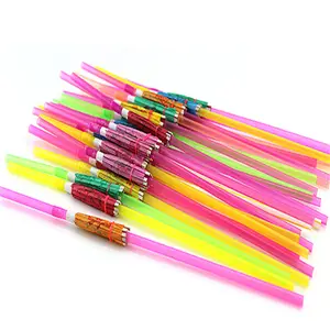 Sombrilla fluorescente para fiesta de paja artesanal, para fiestas, bares y cafeterías, para beber, paja especial plegable desechable